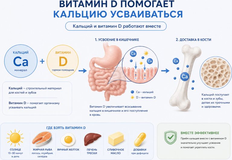медицинская инфографика, кальций Ca и предупреждающие иконки: почки, камни, лекарства, витамин D, запор, беременность, подпись: «Кальций важен, но избыток тоже вреден»