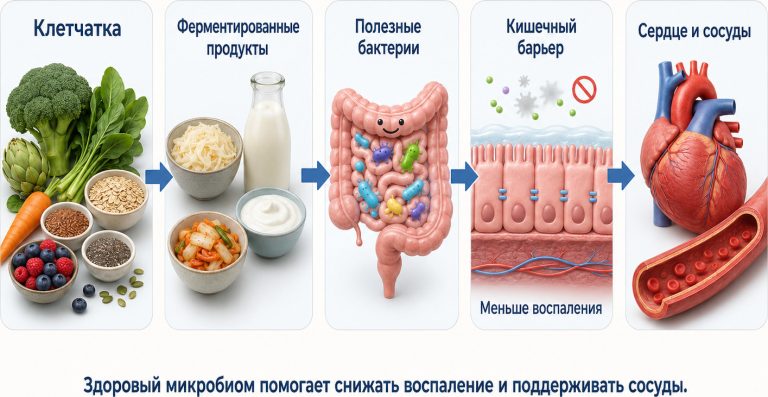 кишечник — микробиом — воспаление — сосуды