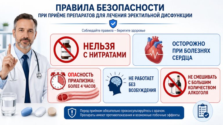крупные блоки “нельзя с нитратами”, “осторожно при сердце”, “опасность приапизма 4 часа”, “не работает без возбуждения”, “не смешивать с большим количеством алкоголя