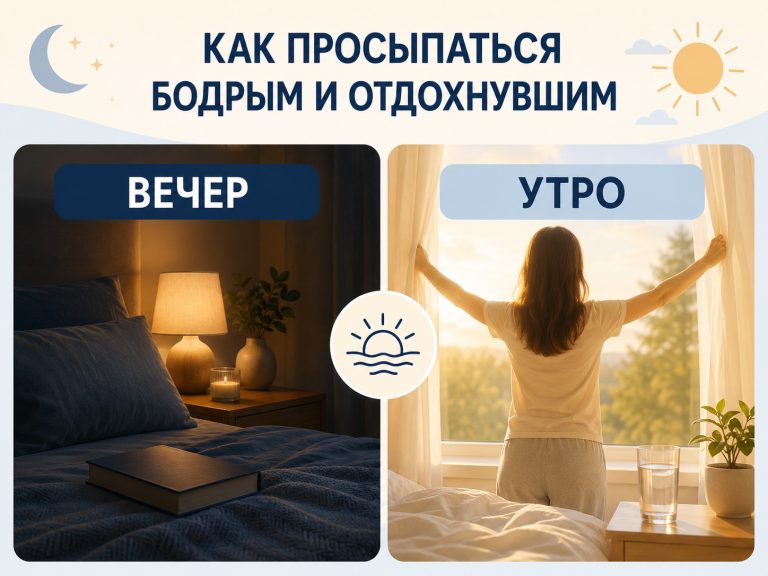 человек утром открывает шторы, в комнату входит мягкий солнечный свет