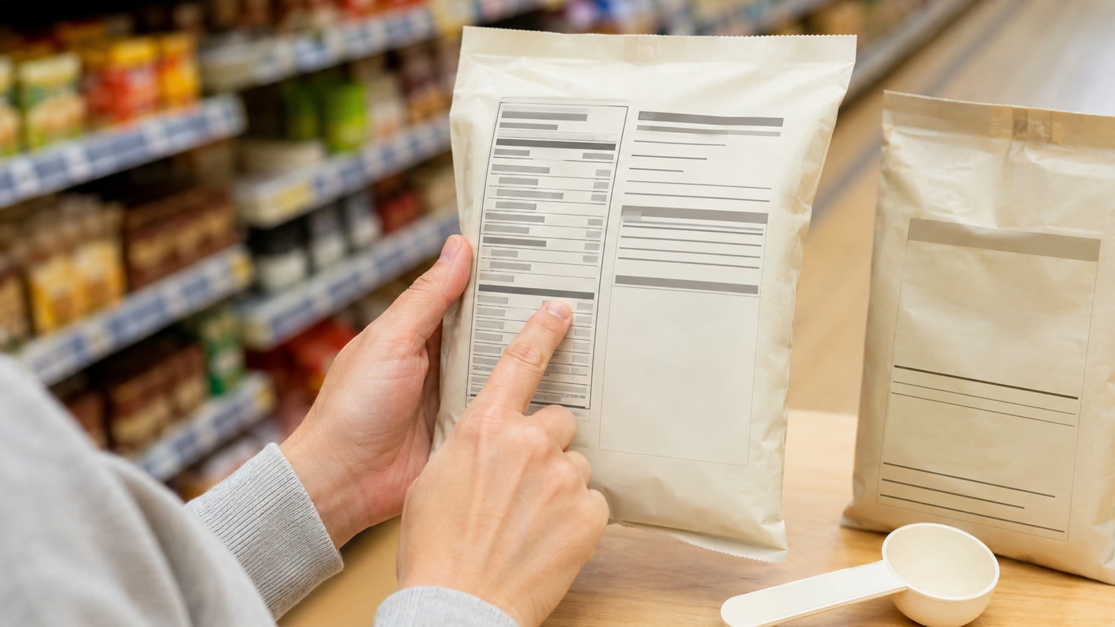 Покупатель проверяет состав и пищевую ценность продукта