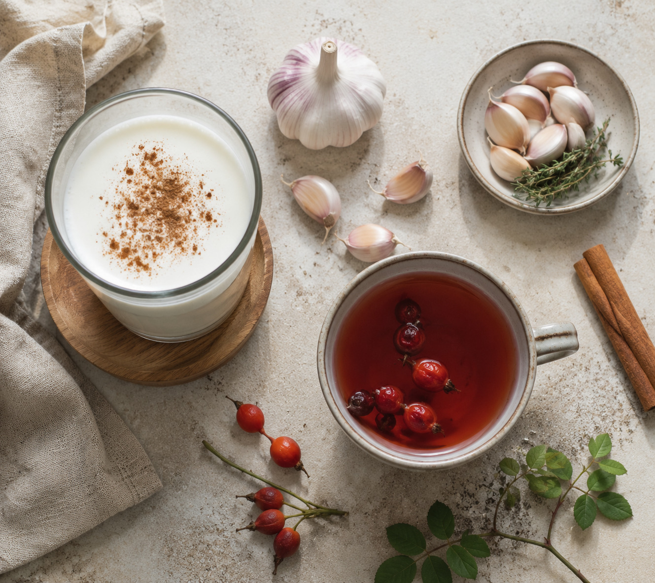 Кефир, чеснок и шиповник