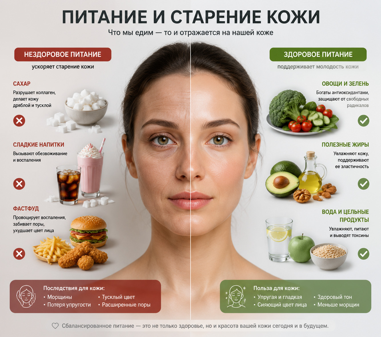 Сахар и старение кожи