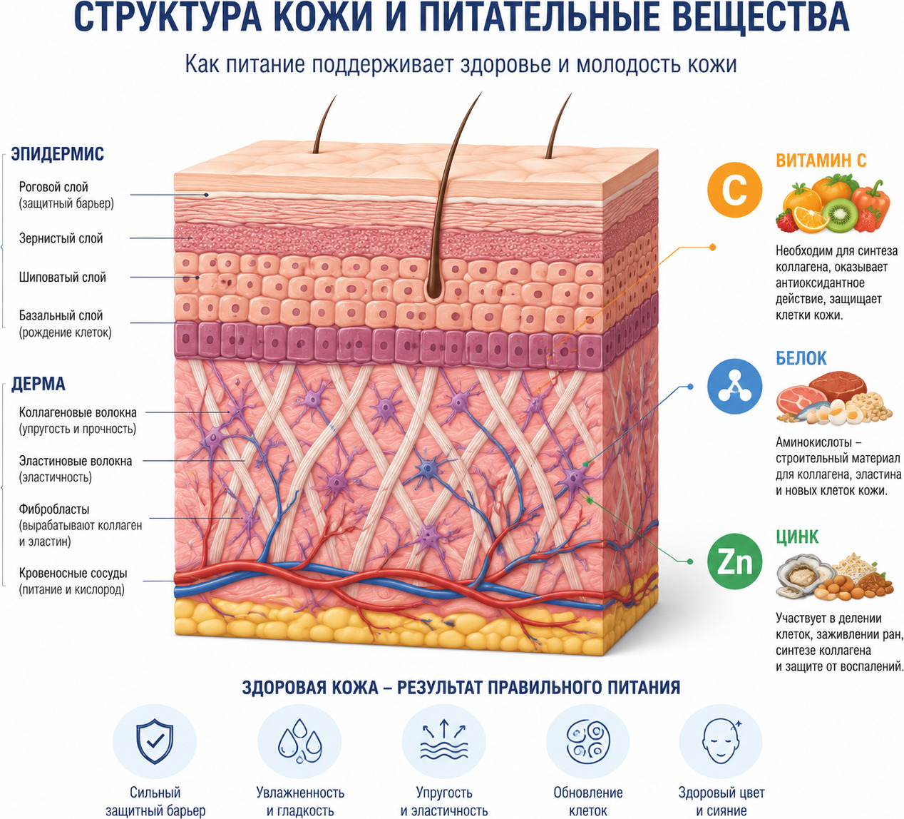 Структура кожи и питание
