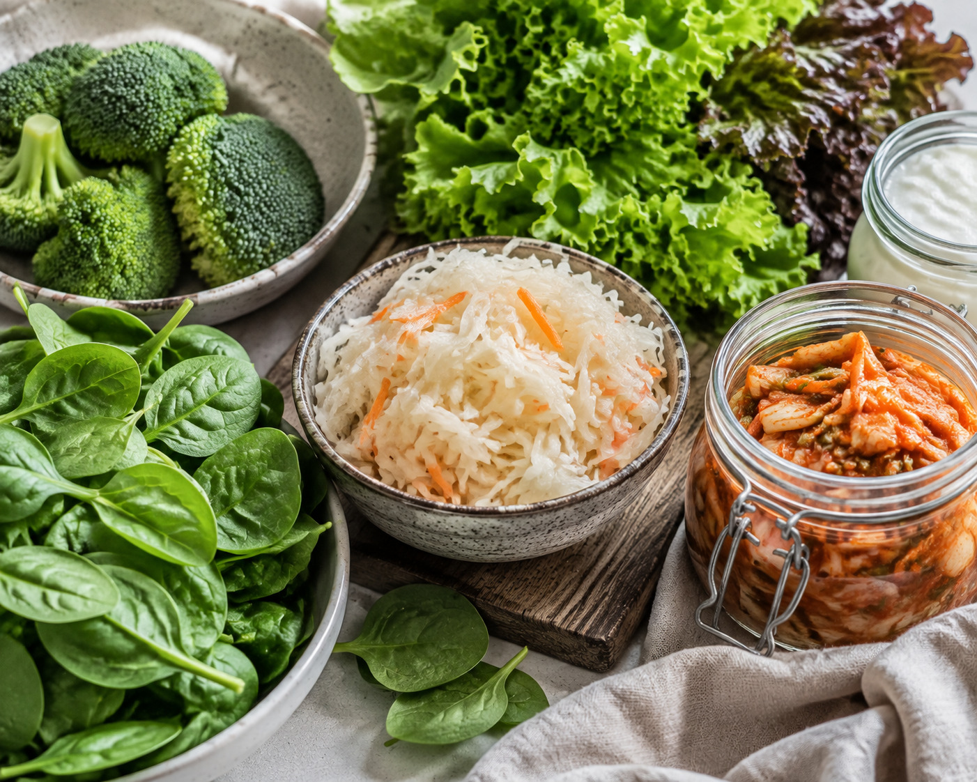 Листовые овощи и ферментированные продукты